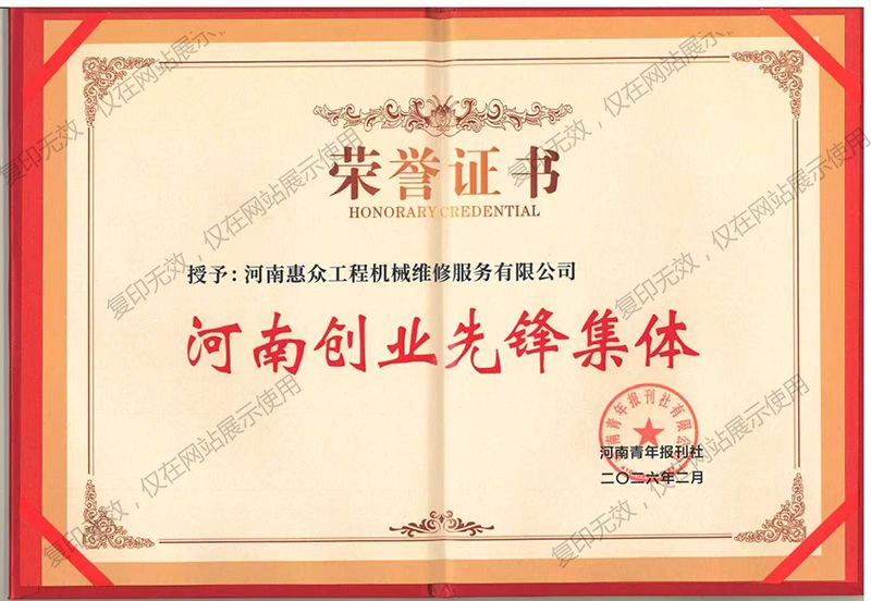 河南創業先鋒集體證書